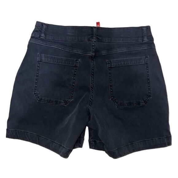 Spanx Stretch Twill Shorts, 6" Gray Black Pull-on Elastic Waist Sz S Small - Picture 2 of 6